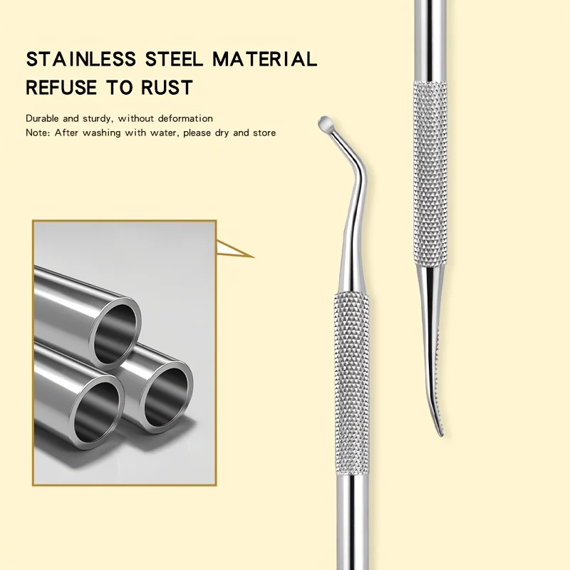 ชุดทําความสะอาดเล็บสแตนเลส 3 ชิ้น, ชุดกําจัดหนังกําพร้าสแตนเลส, ที่กันเล็บและเครื่องมือทําเล็บเท้า, ช้อนเล็บโค้ง