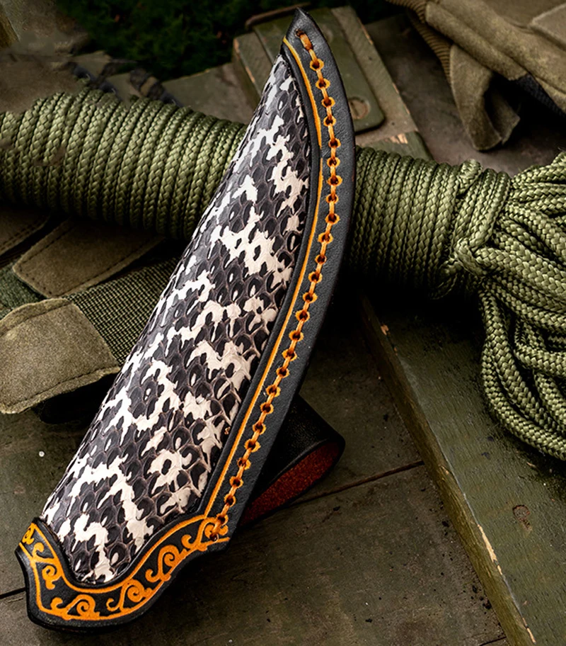 Outdoor straight knife storage bag portable tool knife cover cowhide knife scabbard，1pcs