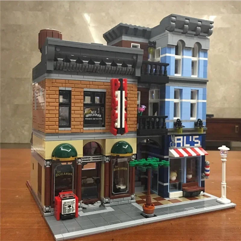 2262PCS Detective Office con LED Light City Street View modello modulare Building Blocks mattoni compatibili 10246 giocattoli per bambini regali