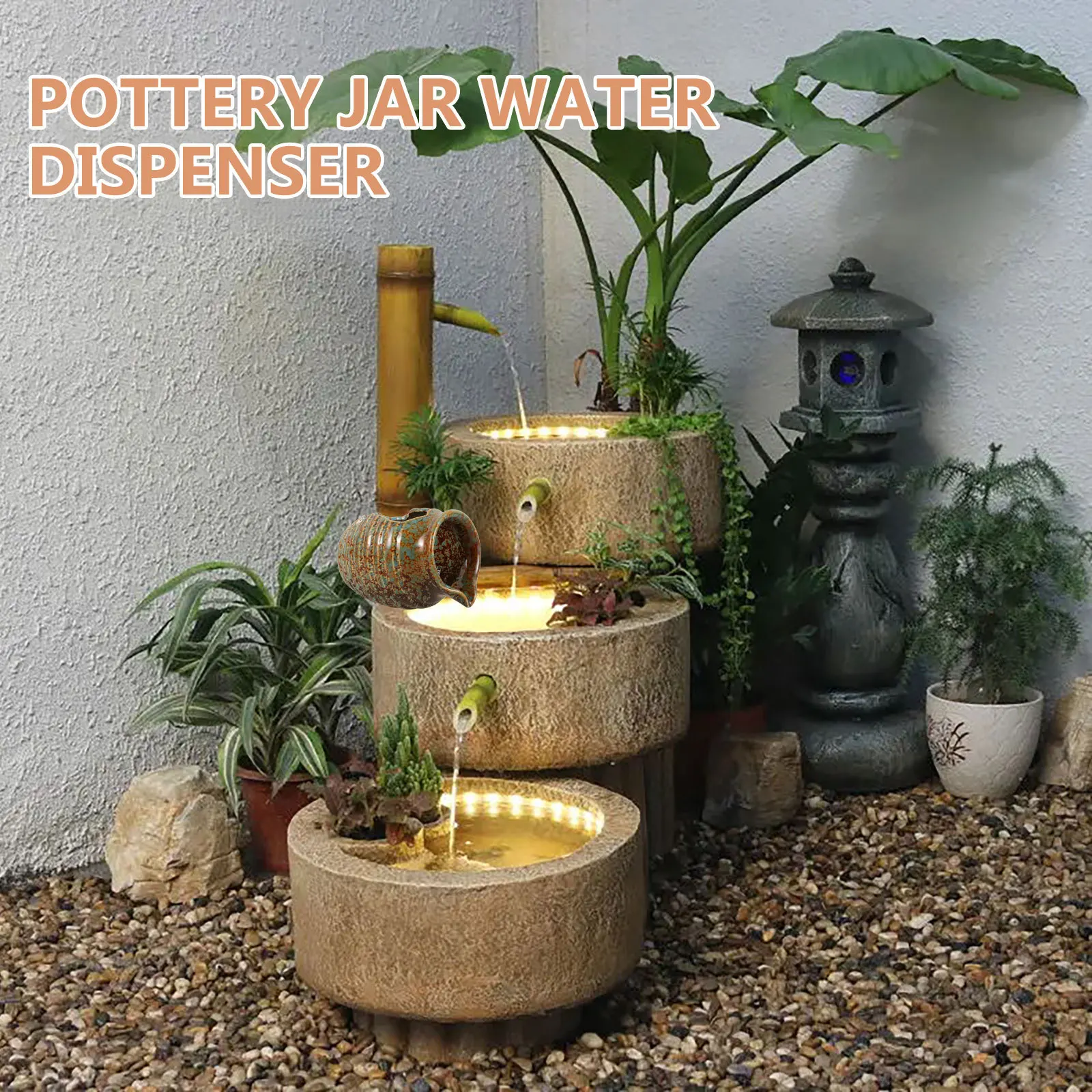

Broken Ceramic Pot Ecological Fountain Jar Water Circulating Decorative Fountain for Garden Outdoor Courtyard Landscape