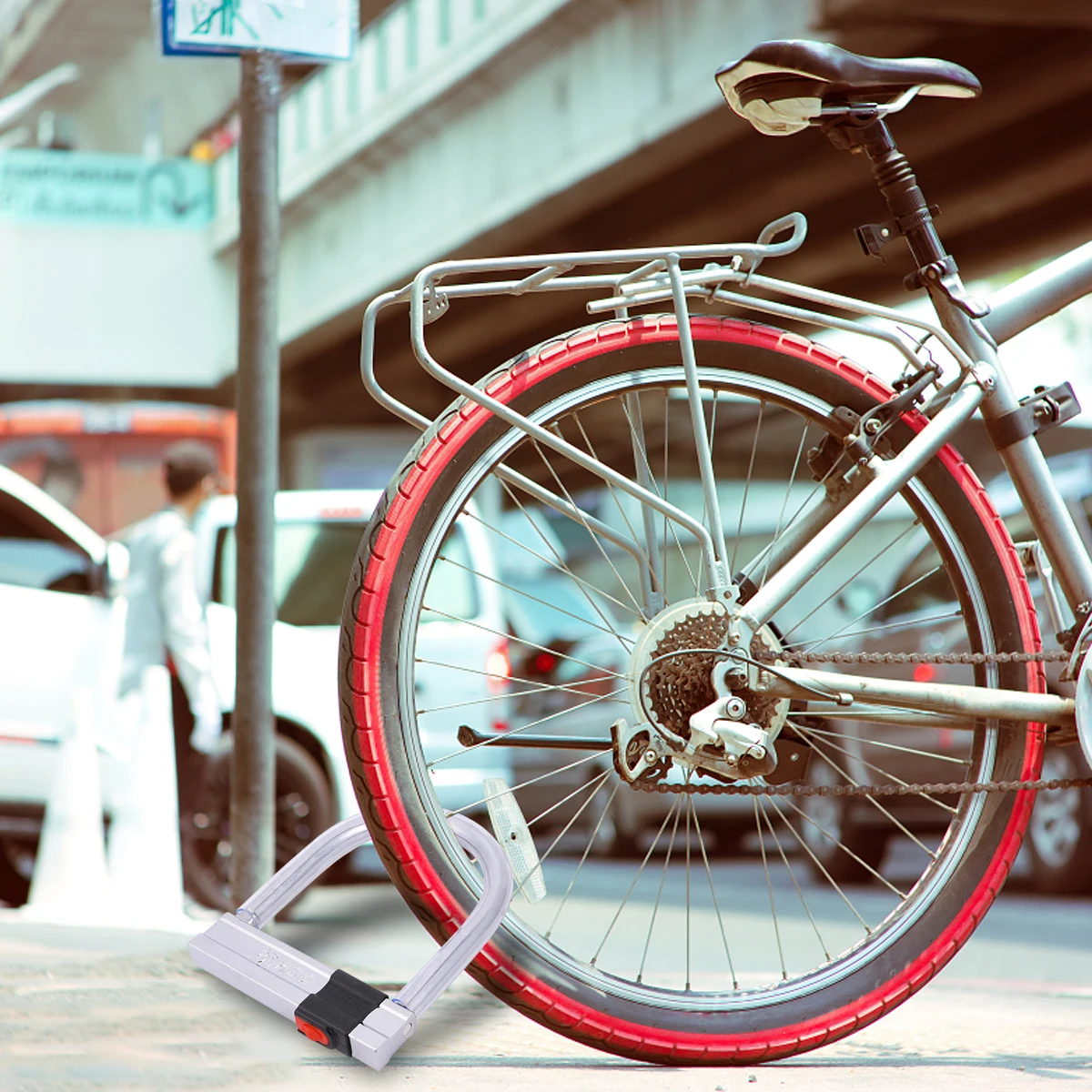 

U Shaped Motorcycle Lock Anti Theft Chain Heavy Duty Security Electric Bike Scooters Gates Fences Grills Lawnmowers