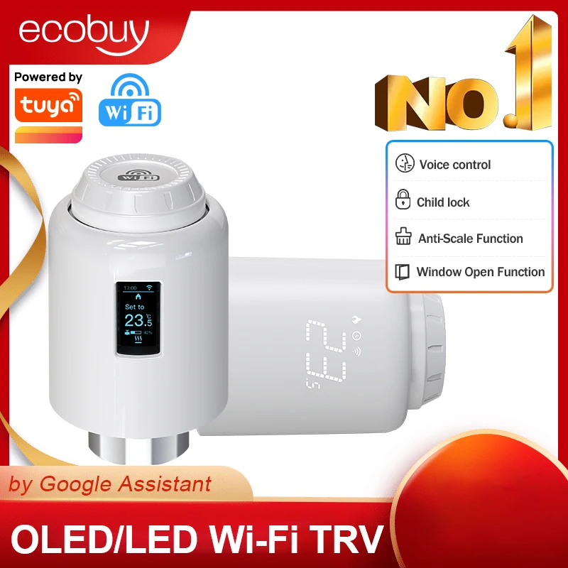 Thông Minh Tuya WIFI Cảm Ứng Nhiệt Tản Nhiệt Thiết Bị Truyền Động Van TRV Bình Giữ Nhiệt Có Thể Lập Trình Bộ Điều Khiển Nhiệt Độ Alexa Google Home