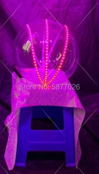 Lumious Space Warrior Helmet costume Nightclub bar stage show cosplay light up headwear  future technology party gogo DJ  costum