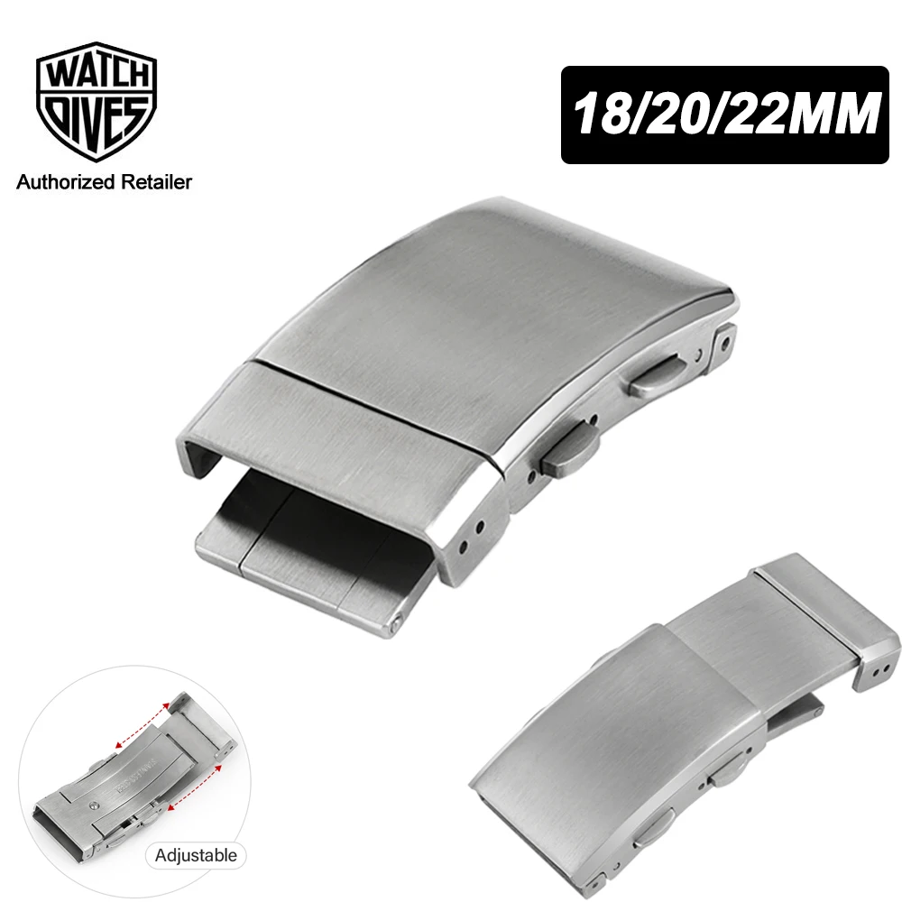 

Watchdives 18mmm 20mm 22mm Stainless Steel Watchband Solid Buckle Brushed Extendable Adjustable Watch Buckle Double Push Button