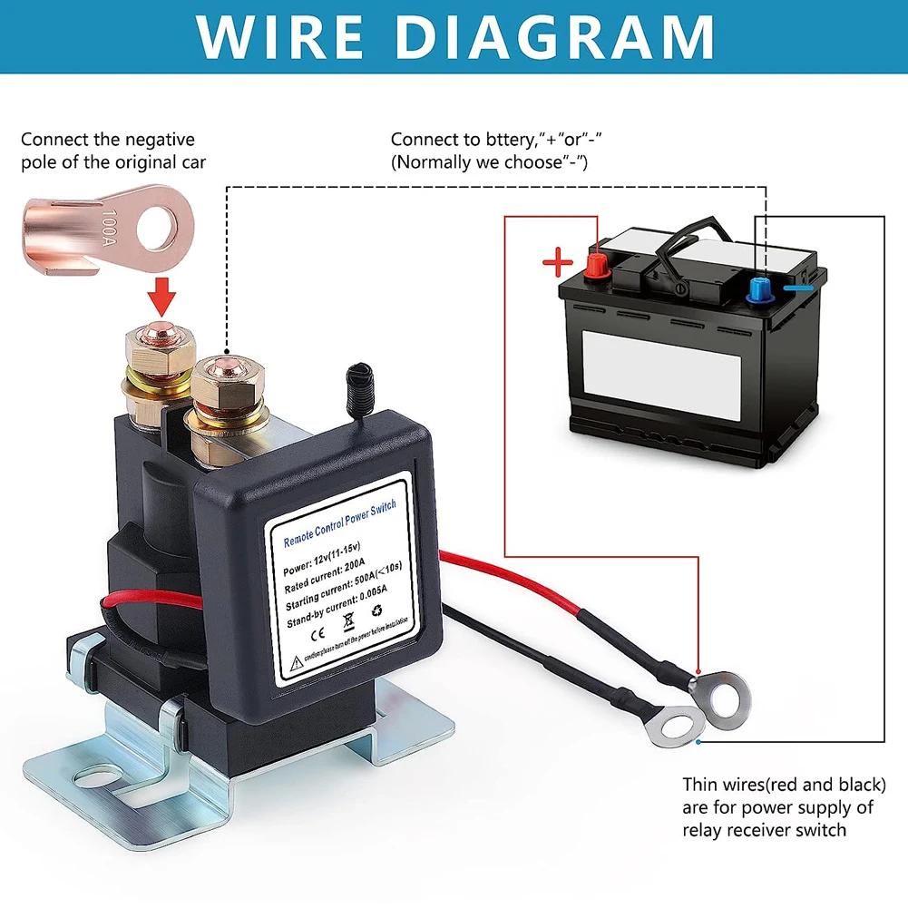 Battery Switch Relay 12V 500A/200A Remote Control Power Switch Quick Disconnect Cut Off Isolator Switch Anti-Theft Remote Switch