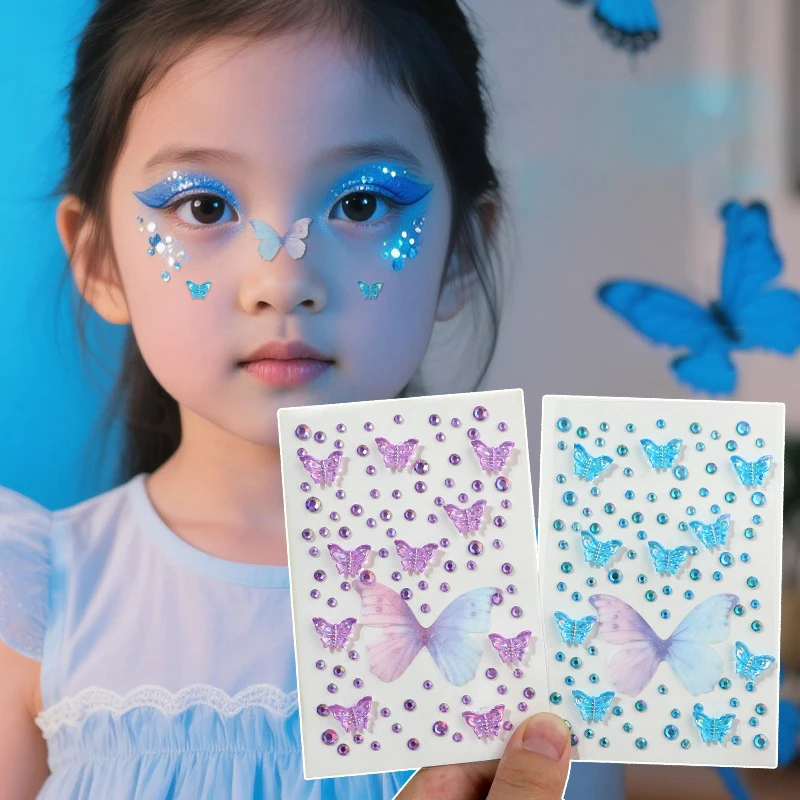 1 قطعة جوهرة الوجه اللؤلؤ ملصق ثلاثية الأبعاد الملونة حجر الراين الوشم عينيه ملصقات مهرجان مسمار الجسم ماكياج بلينغ ديكور #2