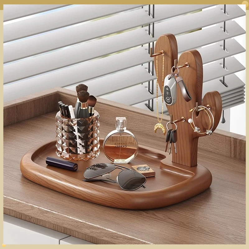 Porta Llaves Retro de Madera Maciza para Entrada, Adorno de Escritorio, Estante de Almacenamiento para Pasillo, Soporte de Exhibición para Gafas, Relojes y Joyas, Decoración de Mesa
