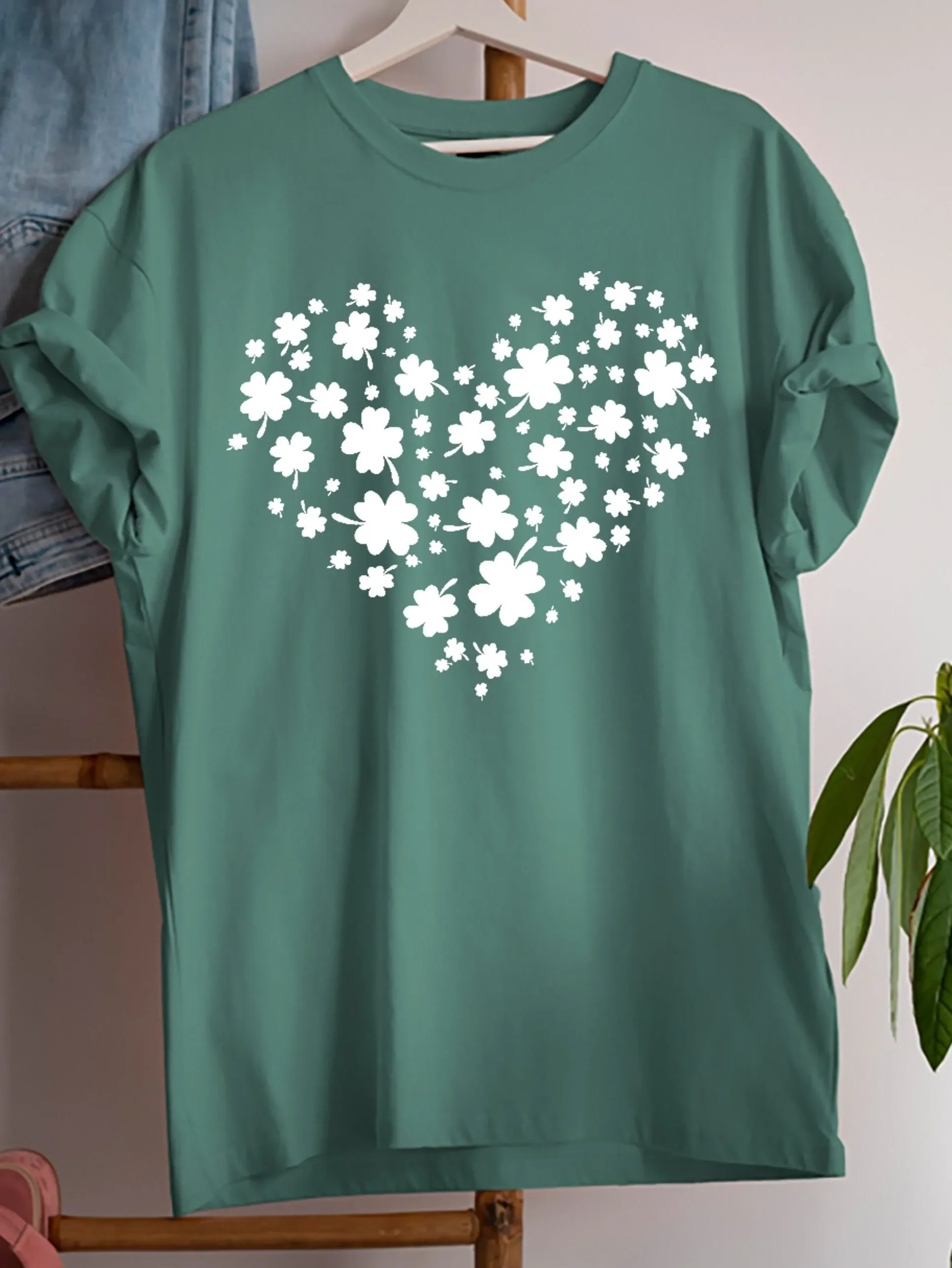 Heart Shamrock T Shirt Glitter St Patricks Day Lucky Irish