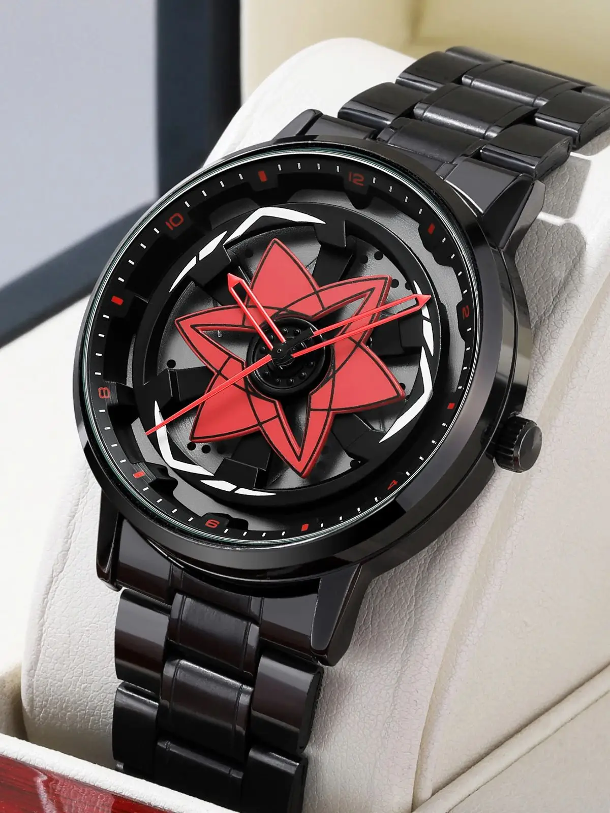 2025 neue Uhr Auto Serie Kreative Rotierenden Quarzwerk Sport Stil Schwarz Edelstahl Uhr Männer Paar Geschenk Armbanduhr
