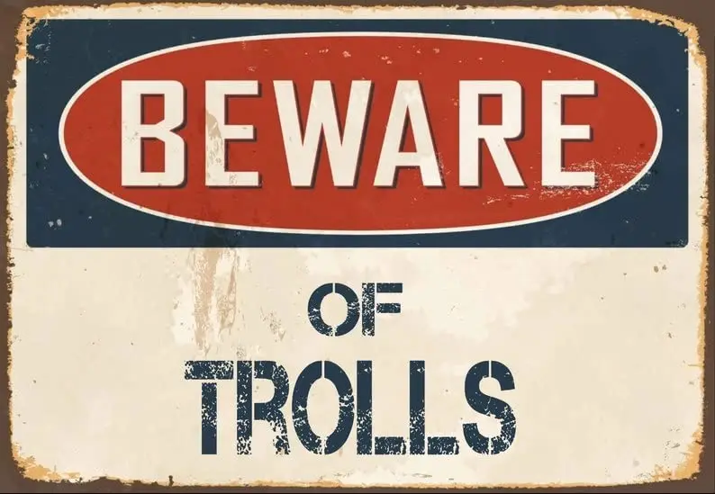 Vintage-Metallschild „Beware of Trolls“-Schild, Vintage-Schild, Retro-Aluminium-Blechschilder für Zuhause, Küche, Badezimmer, Garten, Bar