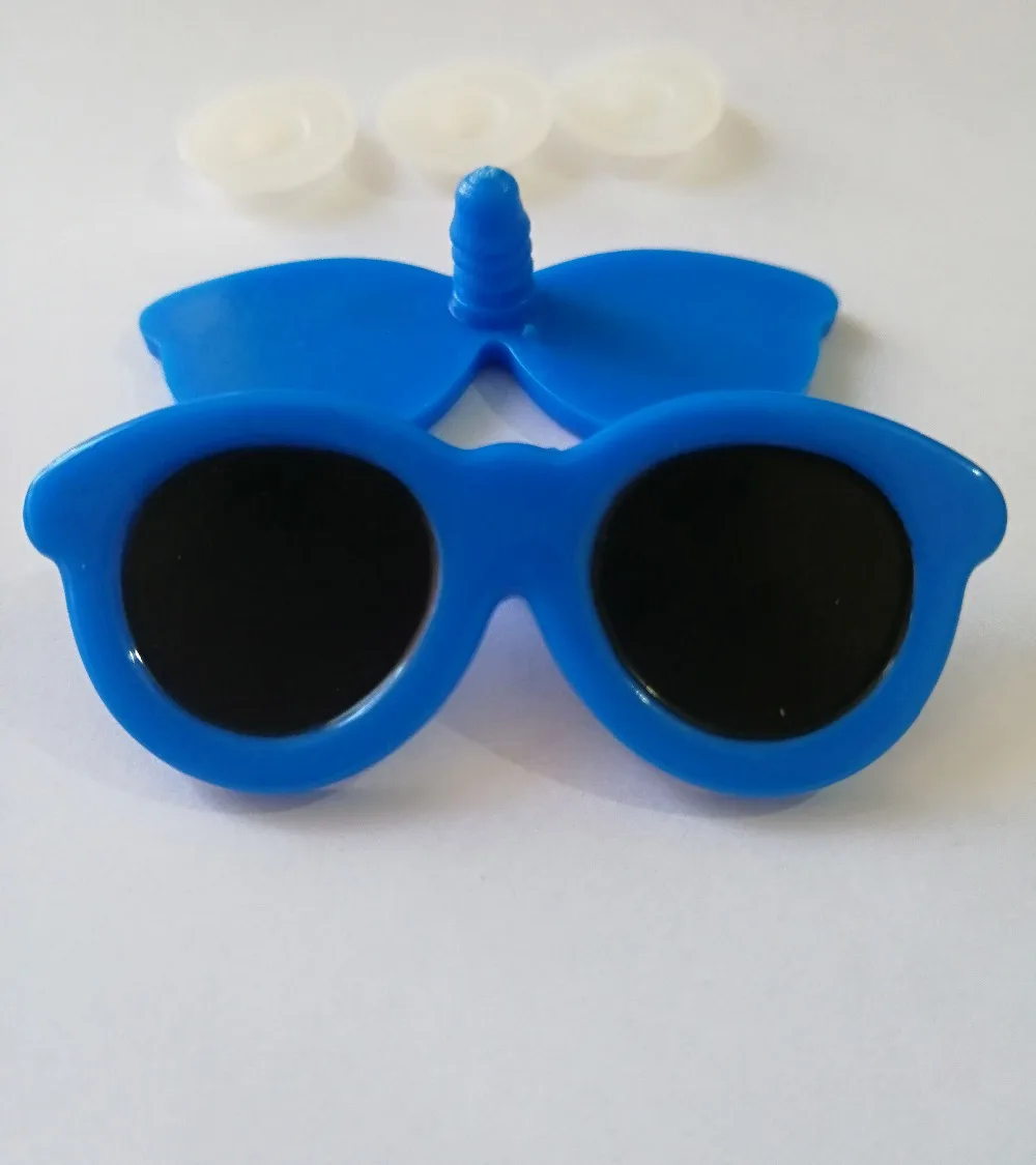 10pcs/lot--new design blue toy glasses safety toy glasses with hard washer for diy doll findings--65x27mm