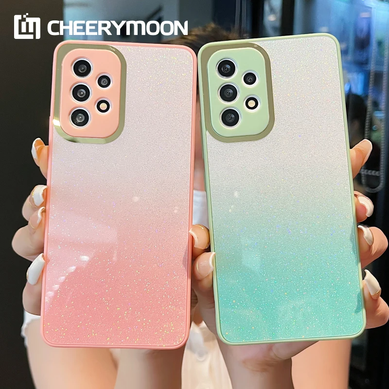 7Colors Shining Gradual Glitter Electroplating For Samsung Galaxy A53 A73 A74 A23 A33 A31 A71 A32 A52 Protector Phone CASE Cover