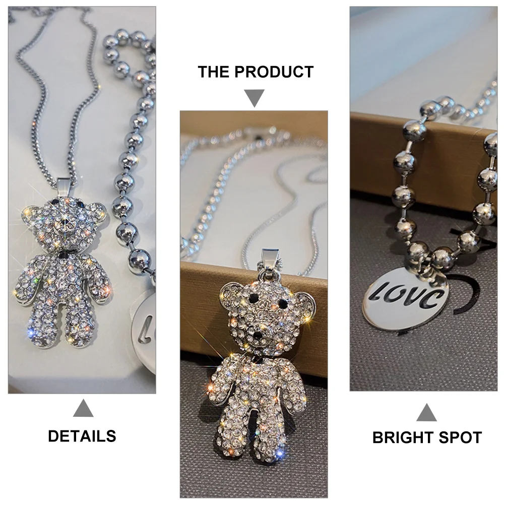 

1Set Little Bear Necklace Set Female Neck Pendant Stylish Girl Neck Jewelry Gift for Birthday Party Dinner Elegant Wear