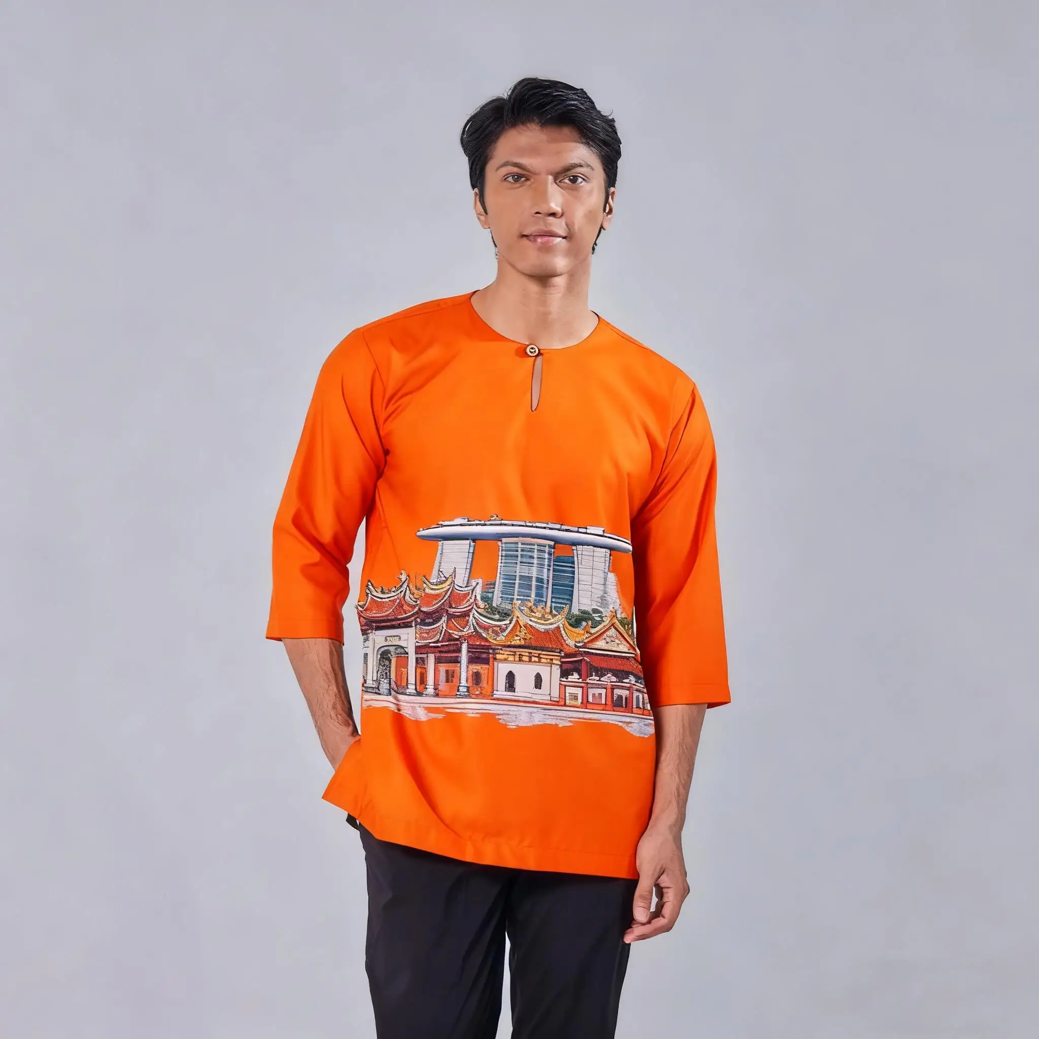 الرجال قميص مسلم فضفاض الربيع الوقوف تي شيرت غير رسمي قفطان قصيرة الأكمام Thobe قميص Ropa Arabe De Hombre ملابس مسلمة للرجل