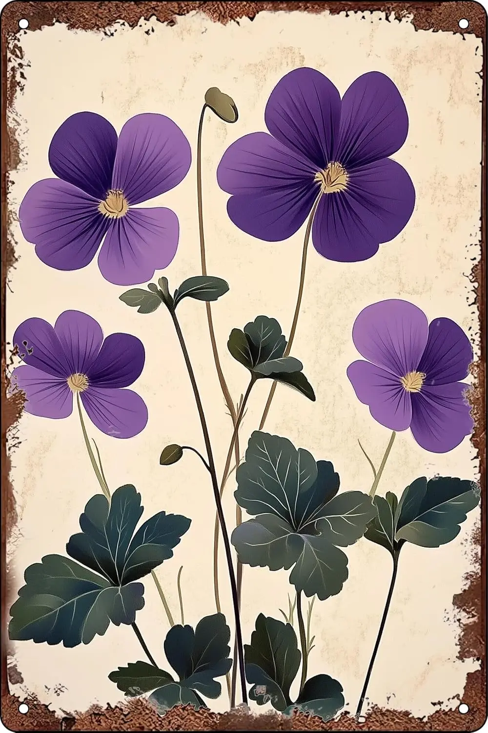Violet Flowers Vintage Metal Tin Signs Retro Wall Decor for Home Office Cafe Pub Bedroom Garage Garden Bar Decorative Gift  sign