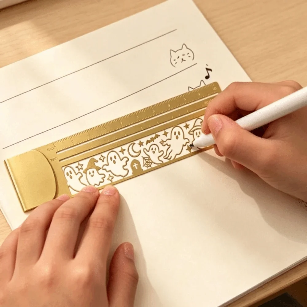 Hollow Template Shapes Bookmark Ruler Smooth Rounded Edges Polished Metal Metal Bookmark Lightweight And Slim
