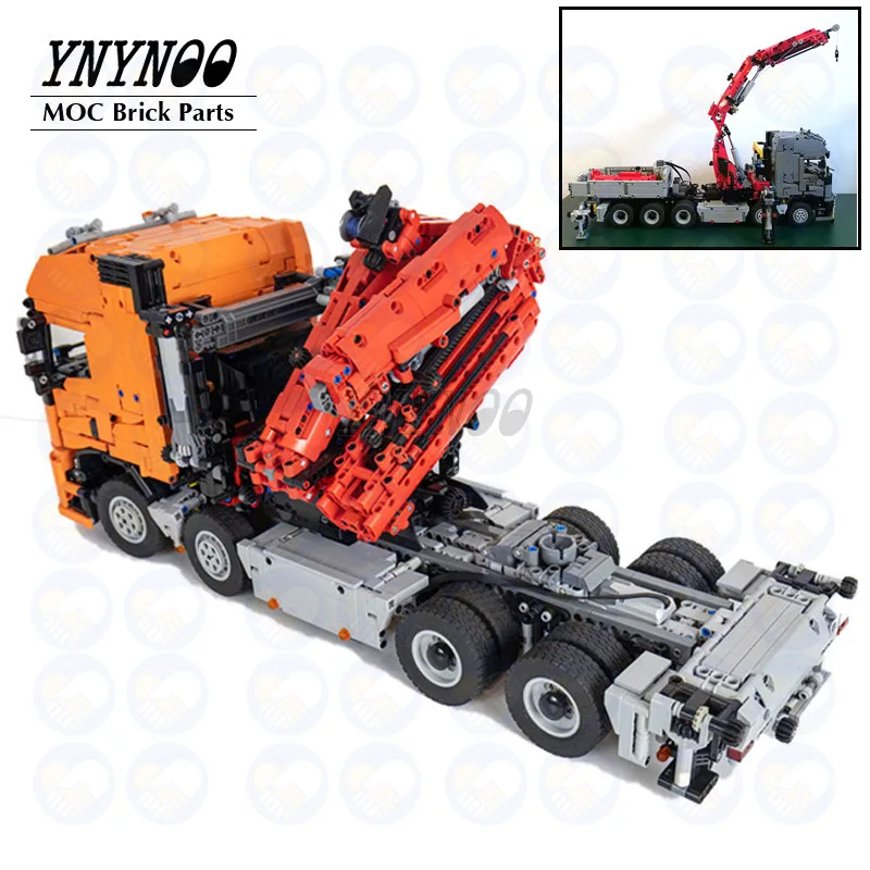 MOC Truck Building Blocks FH16 750 8x6 Large Knuckle Boom Crane Trailer mattoni fai da te giocattoli adulti ragazzi ragazze bambini regali