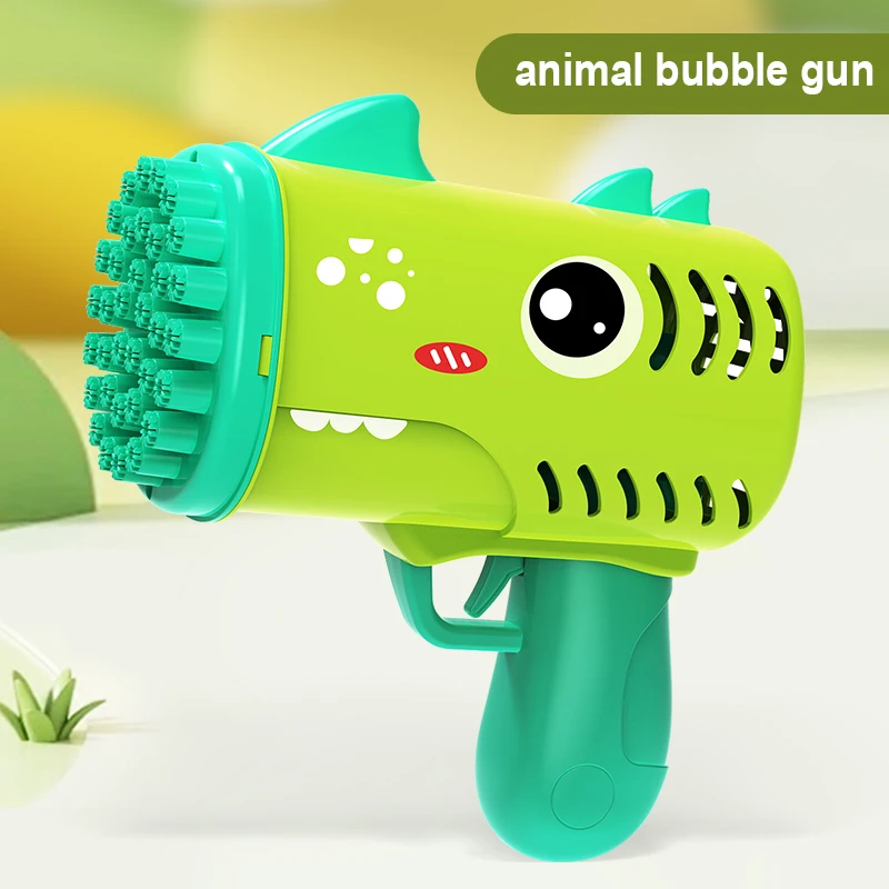 35 Hole Children's Handheld Bubble Blowing Toy Dinosaur Cartoon Electric Bubble Machine Gatling Without Battery And Bubble Water_voghion.com