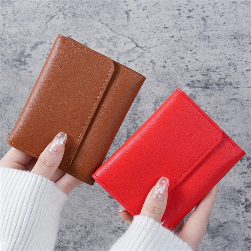 

Simple And Short Lady Purse Student Ticket Holder Multi-function Card Bag Solid Color PU Leather Pocket Wallet Cash Coin Purse