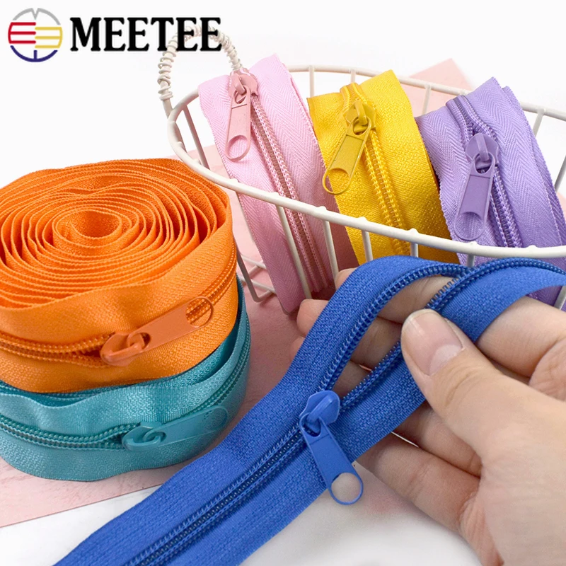 

2/5/10M Meetee 3#5# Nylon Zipper with Zips Puller Sewing Bag Pocket Closure Zip Clothes Decor Zippers Repair Kit DIY Accessories