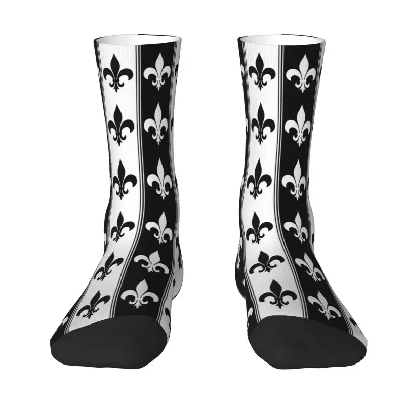 

Забавные мужские классические носки Fleur De Lis с цветком лилии, унисекс, дышащие теплые носки с 3D принтом