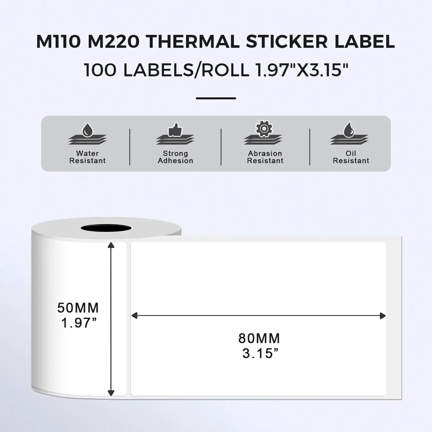 1.97 "x 3.15" naklejka na etykietę 100 sztuk/rolka wodoodporny papier termiczny kompatybilny z M110/M120 na tkaninę spożywczą Logo cenowa etykiety z kodami kreskowymi