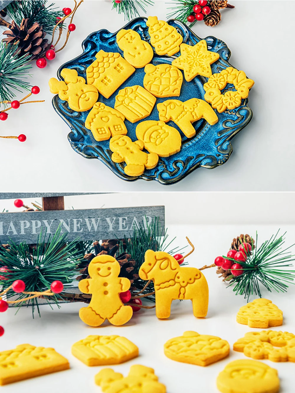 Cortadores de galletas de dibujos animados de Navidad, herramientas y accesorios de panadería DIY, cortadores de estampcookie