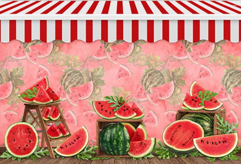 Summer Watermelon Farmers Market Photography Backdrops Children Birthday Cake Smash Photo Props Studio Booth Background