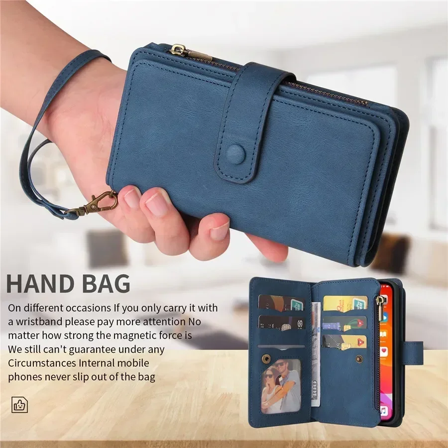 A55 A35 A 25 15 05 A05S A54 5G Zipper Wallet Leather Case For Samsung Galaxy A55 A35 A25 A15 A05 A54 A34 A24 A14 A05S Flip Cover