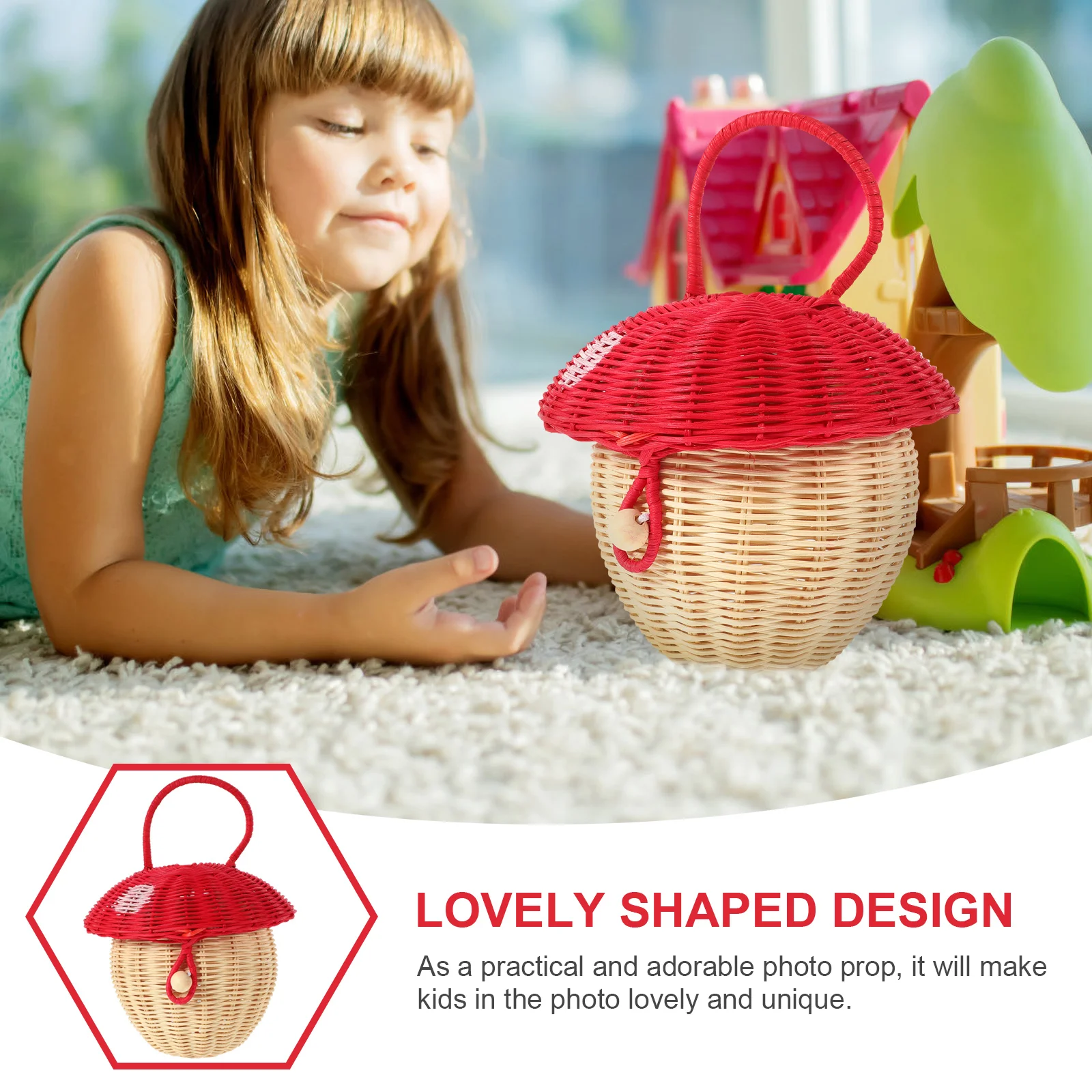 Baskets Mushroom Storage Candy Handbag Decor Woven Portable Costume Rattan Miss