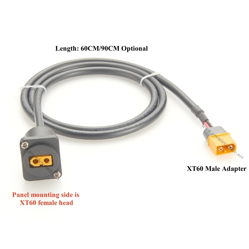 D Type XT60 Extension Cord XT60 Flange Panel Mount Connector Cable Aircraft Airplane Battery Charge Cable for FPV Monitor Solar