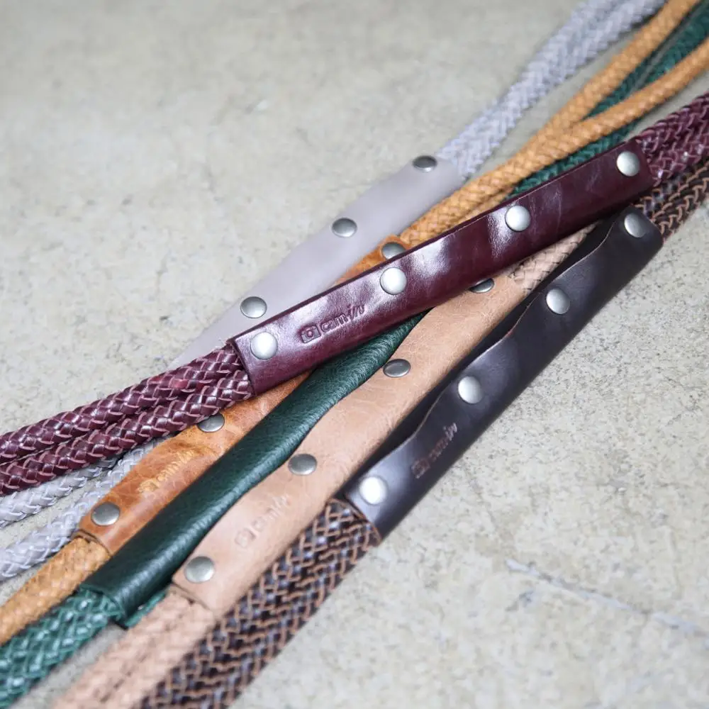 handmade eight-strand weaving process vintage leather camera shoulder strap