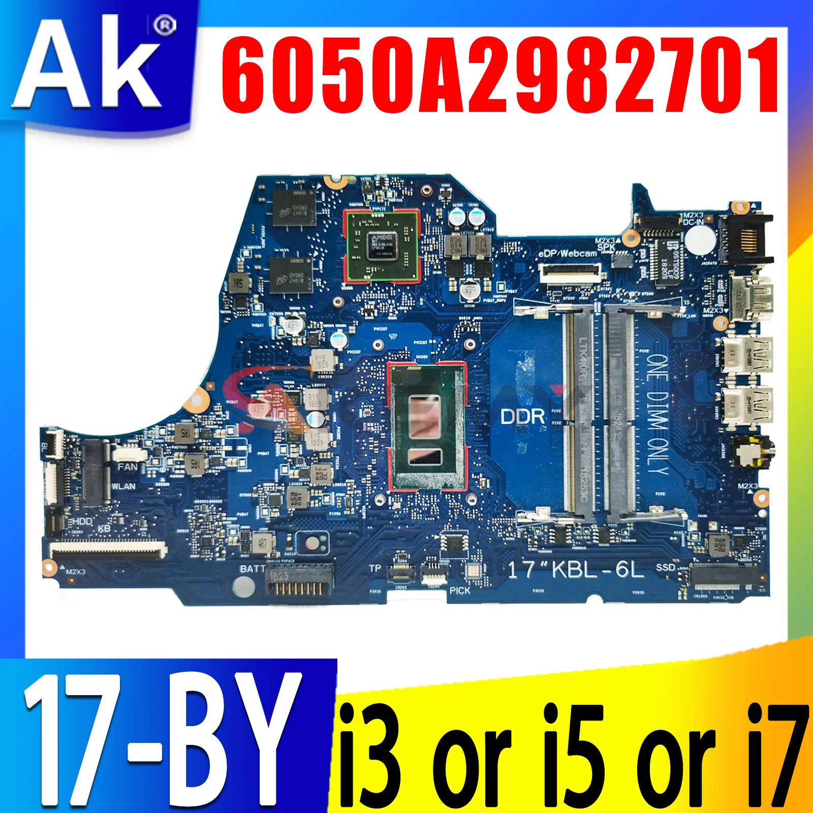 

For HP 17-BY Laptop Motherboard 6050A2982701 L22737-601 i3-8130U Notebook Mainboard Pavilion Tested OK