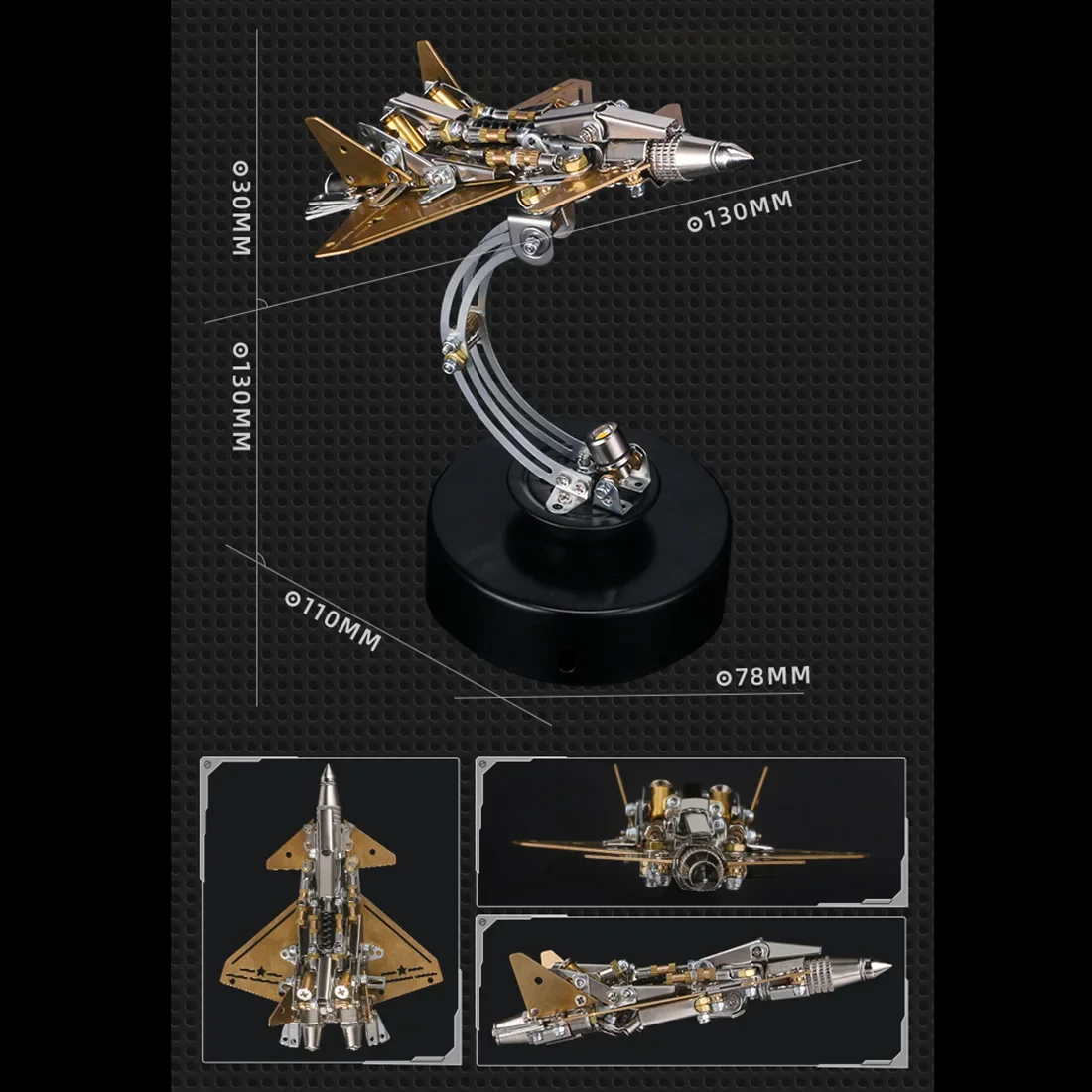 3D Puzzle Fighter Plane Metal Model Kits DIY Assembly Mechanical Crafts Gift -286Pcs