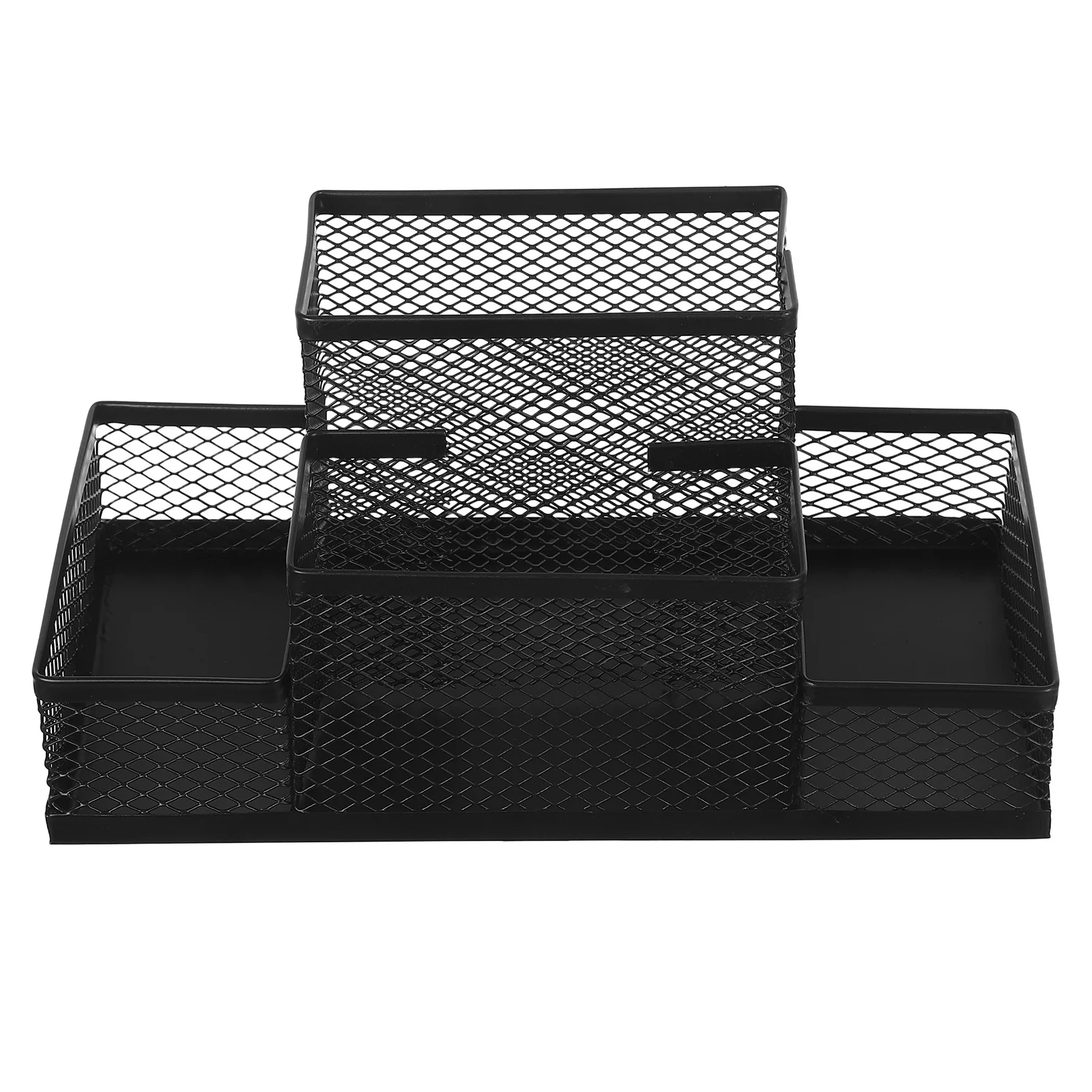 

Metal Mesh Table Organizer Black Desktop Container Pen Holder Sturdy Scratch Resistant Office Supplies Desk Organizer