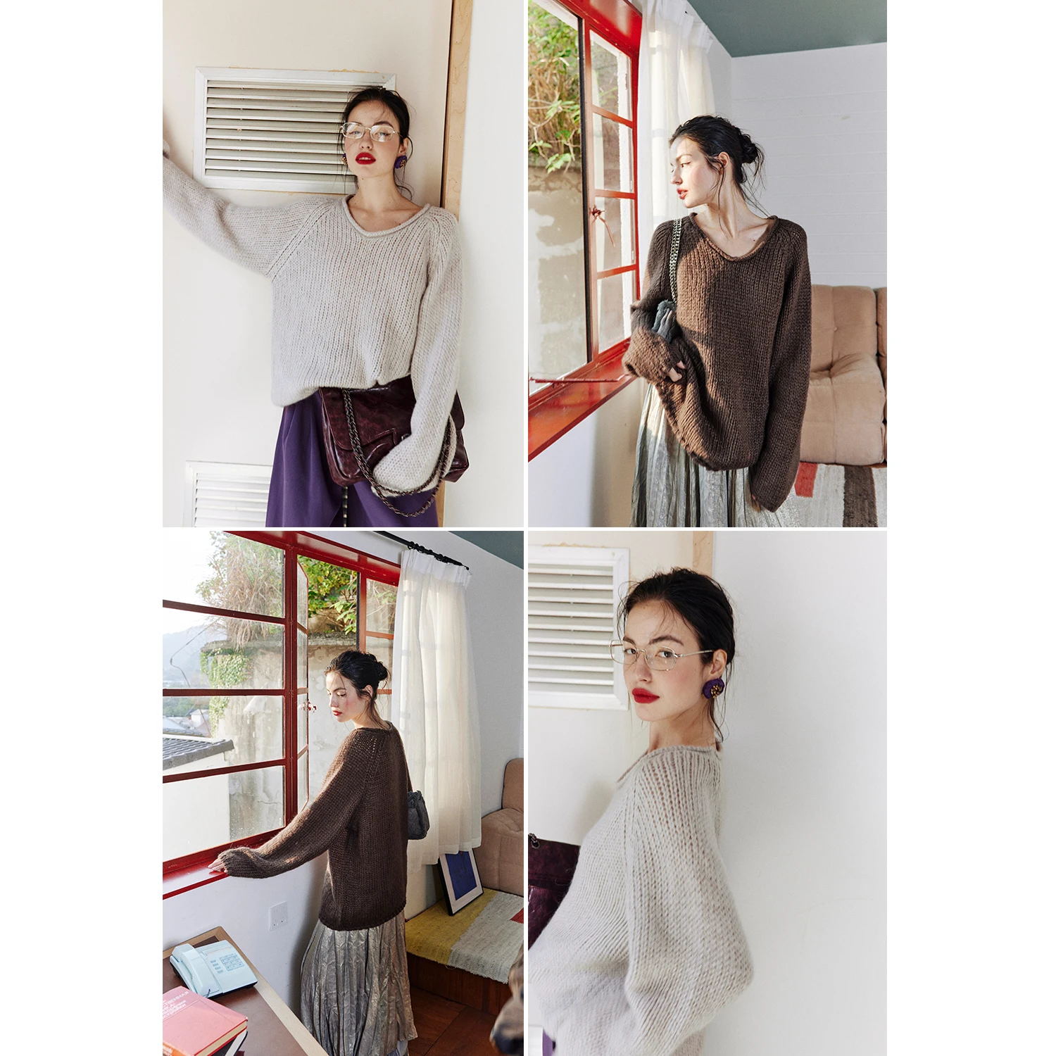 

Loose Large V-ne Sweater Rosebanks Autumn Winter Commute Sle Knitted Long Sve Crew Ne Pullover Warm Thermal Wool Blend