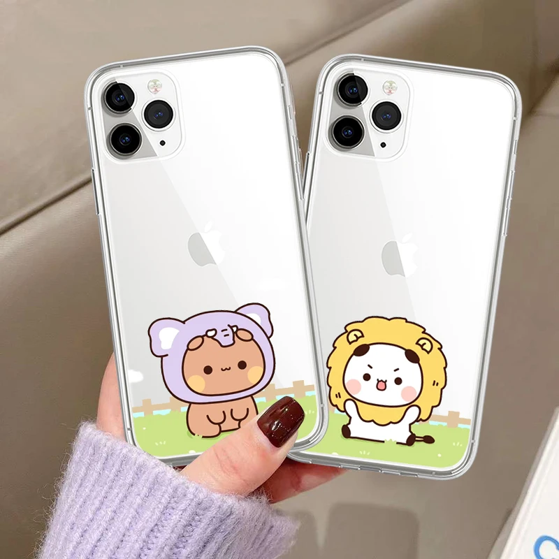 Funda de silicona con dibujos animados para IPhone, carcasa bonita de silicona para parejas, para modelos 15, 14, 13, 12, 11 Pro Max, Mini, SE, X, Xs, XR, 7, 8 Plus