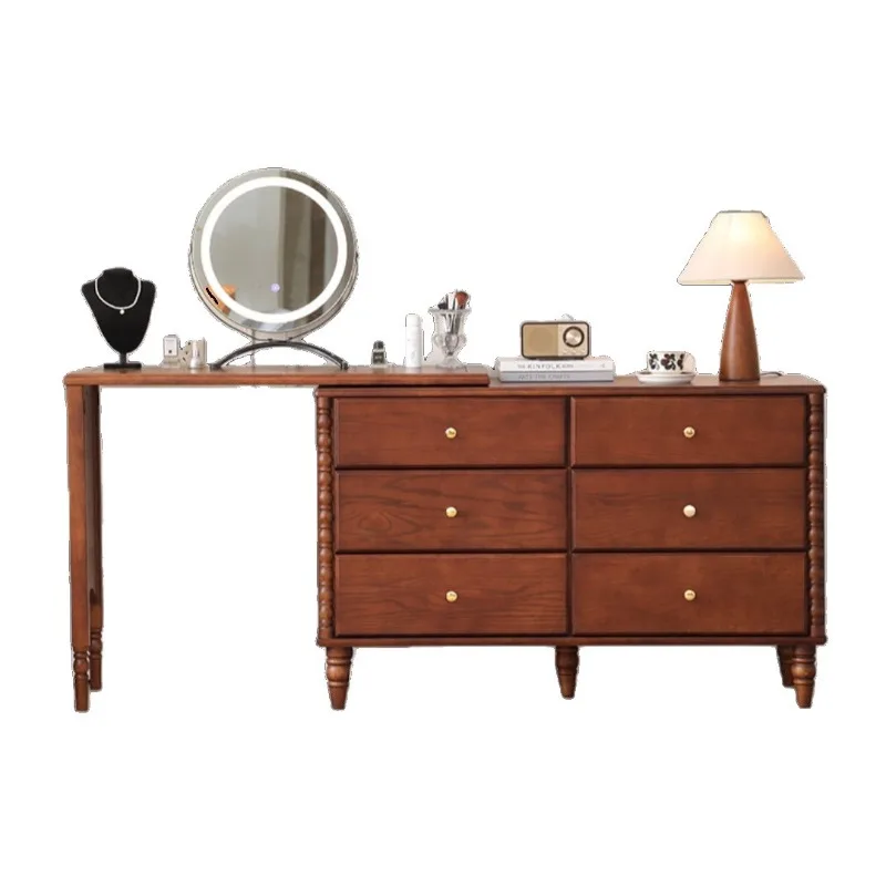 

chest, integrated bedroom, storage, makeup table, corner telescopic solid wood storage cabinet, small apartment