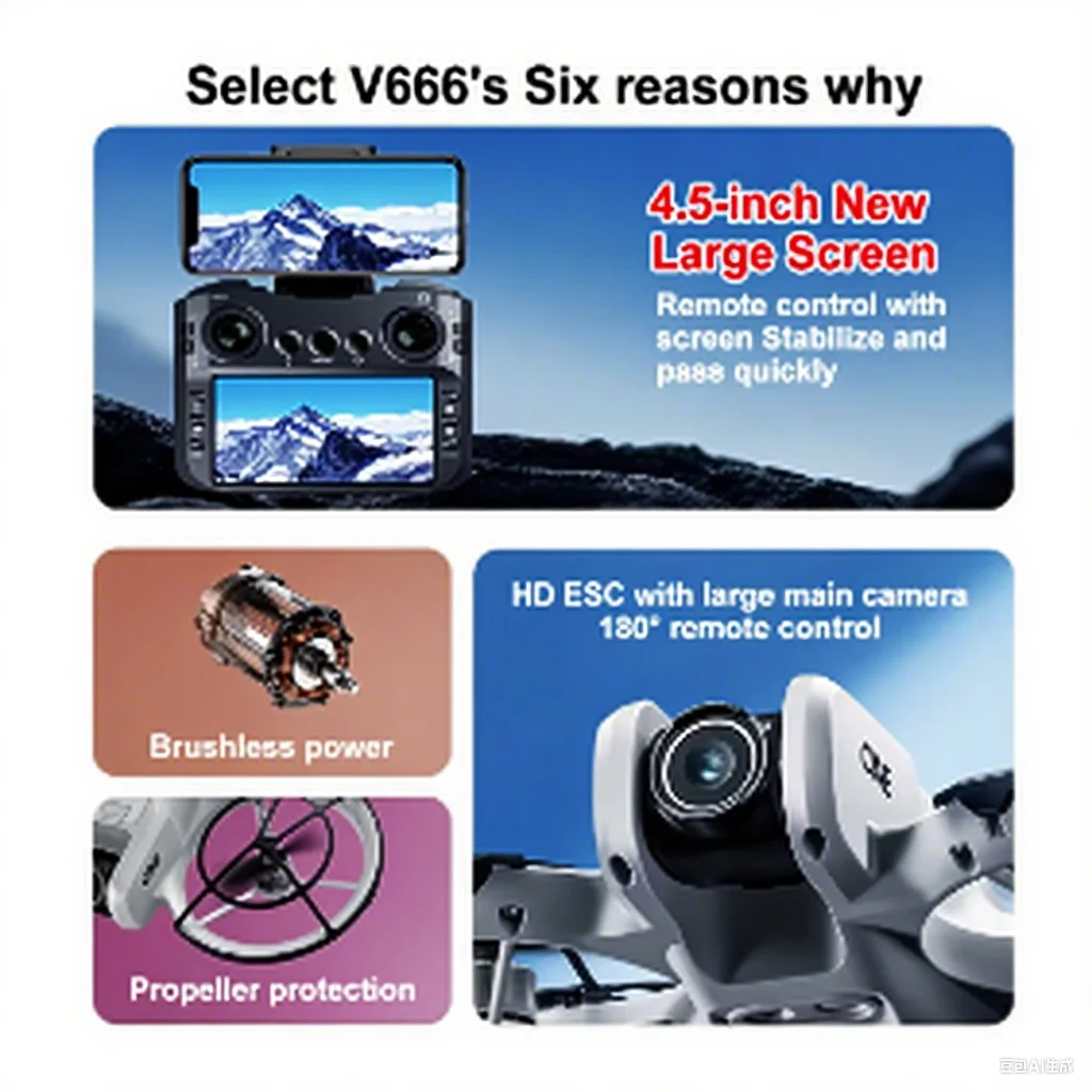 โดรนโดรน V666: กล้อง 8K HD, FPV, ของเล่น RC หลีกเลี่ยงอุปสรรคอัจฉริยะไร้แปรงถ่าน, ของขวัญที่ดีที่สุดสําหรับเด็ก