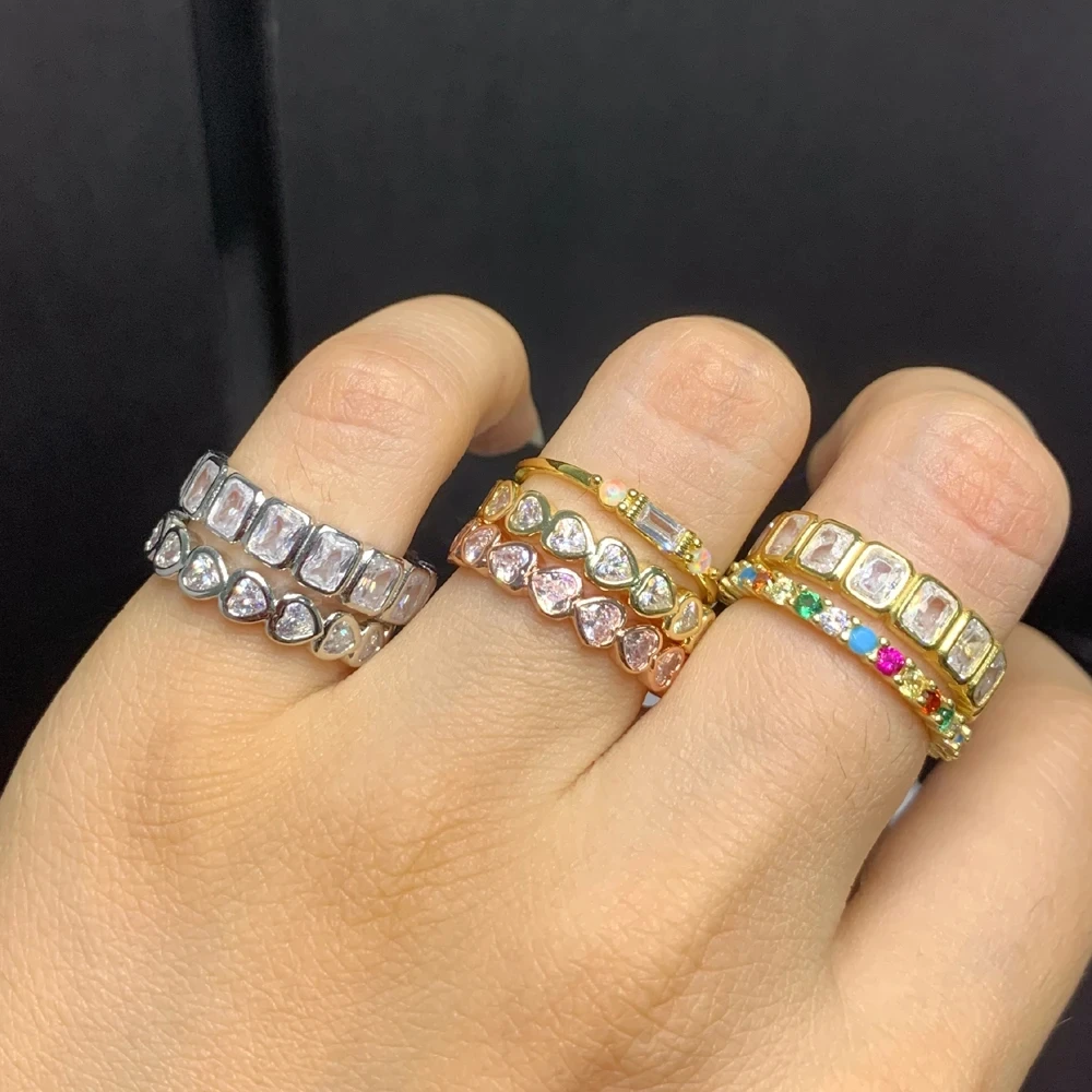 2026 High Quality Classic Fashion Heart Ring For Girlfriend Lover Charm Micro Pave Clear CZ Sparking Engagement Band Finger Ring