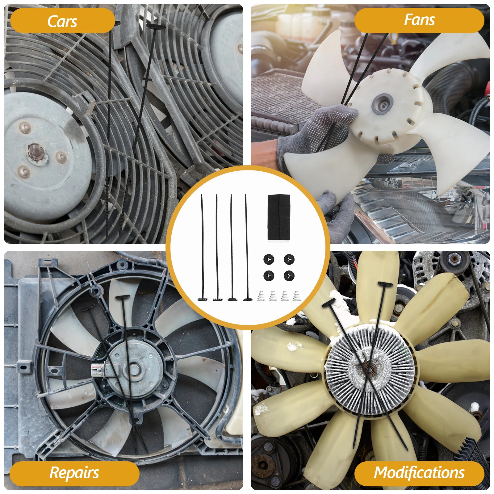 

1 set 1 Set Radiator Cooling Fan Mounting Kit Ties Buckles For Car Truck Rv Durable Plastic Cooling Fan Mount Accessories