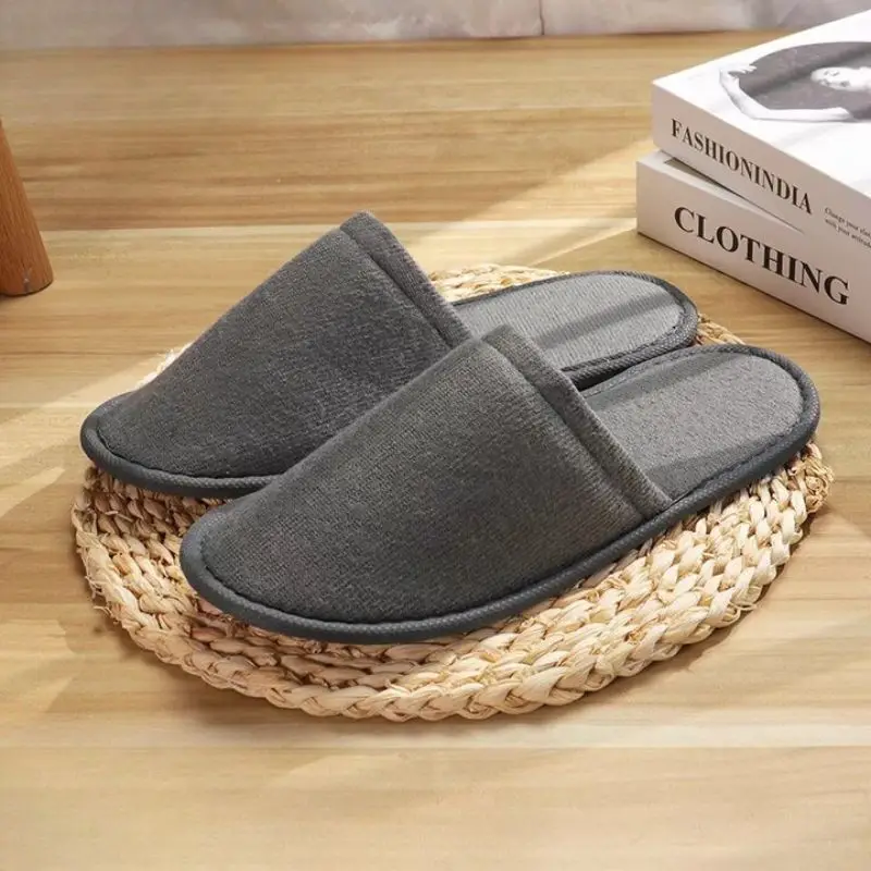 

Household Plush Anti-slip Slippers For Lady Comfort Hospitality Shoe One Time Use High Quality Closed Toe Non-slip Hotel Slipper