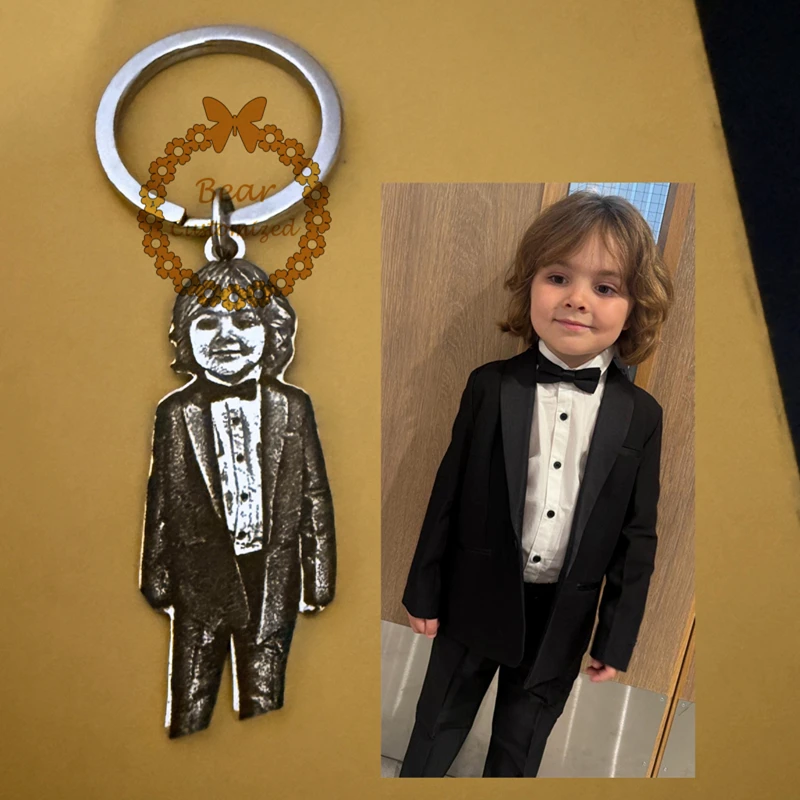 Kids Custom Photo Portrait Keyring- Personalized Nameplate keychain with Baby Picture for Custom Family Memory Gifts