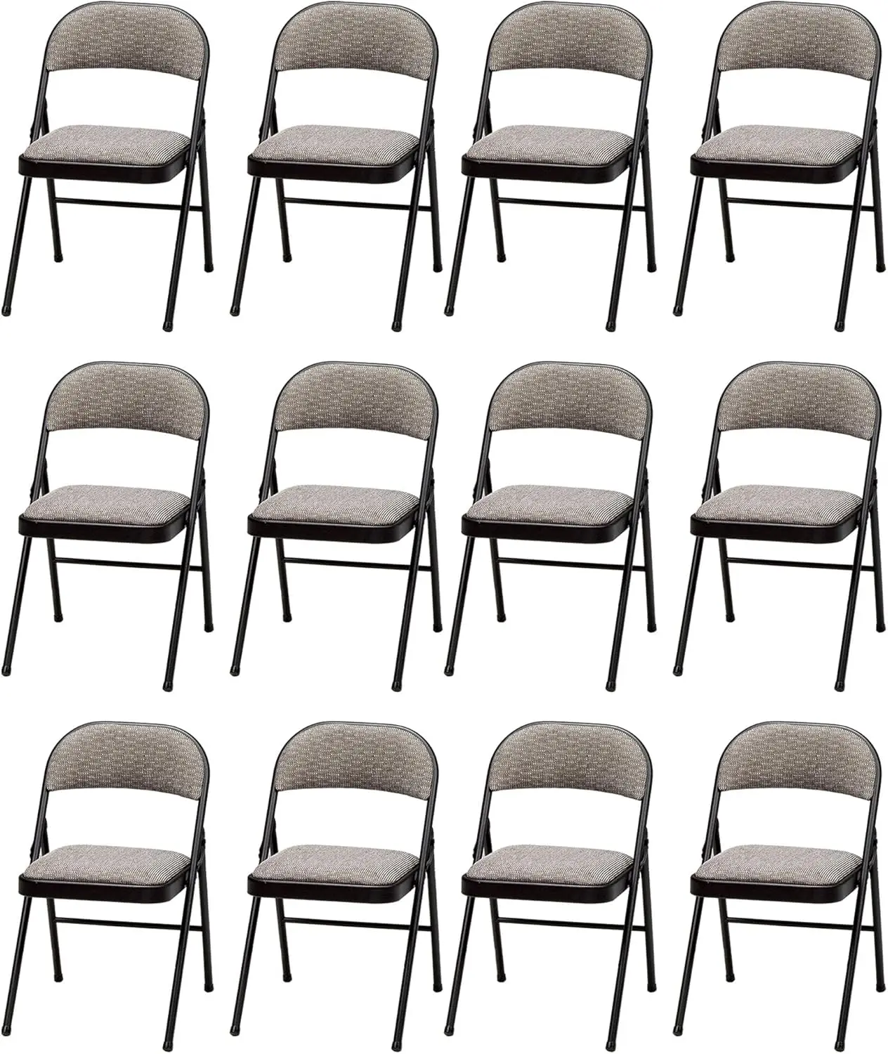 Sudden Comfort Deluxe Padded Folding Chairs Dining Chairs Set, Ideal For Indoor Special Ocns Or Outdoor Events, Black (12 Pack)