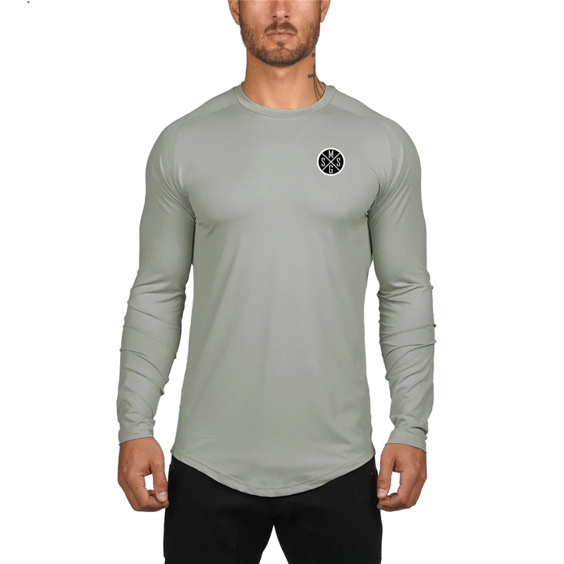 Skin-friendly Men's Training Summer Thin Sports Long-sleeved Running Quick-drying Tops Bodybuilding Spring and Autumn T-shirt