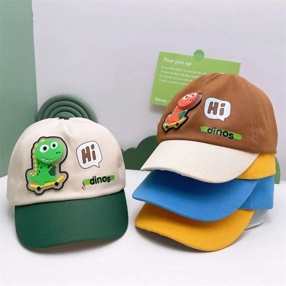 

Cartoon Cotton Children Baseball Cap Adjustable Size Dinosaur Baseball Cap Breathable Cartoon Dinosaur Cap Sun Protection