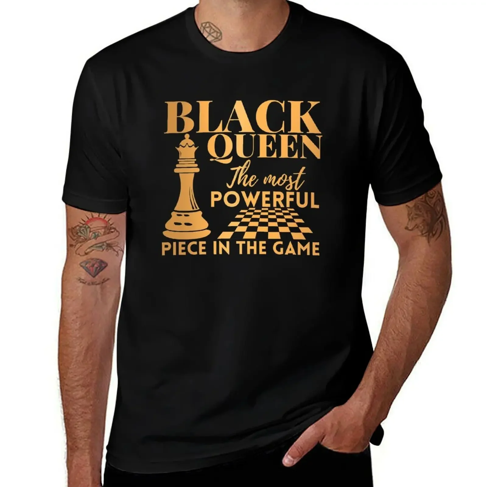 Camiseta negra Queen The Most Power Piece in The Game Gold, camiseta croswit, ropa hippie para hombre, camisetas blancas lisas para hombre