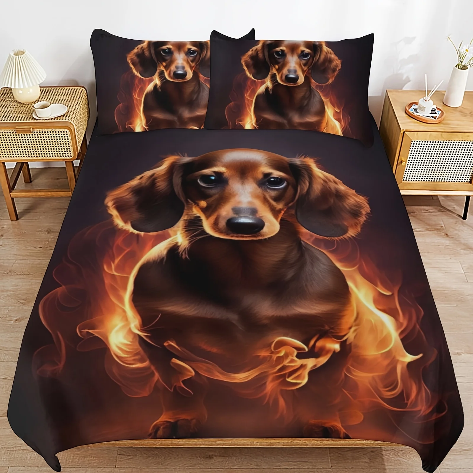 طقم مفروشات كارتون داشهند: 1 غطاء لحاف + 1/2 كيس وسادة (بدون حشو متضمن) - فراش ناعم ومريح بسحاب #2