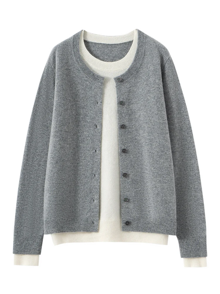 

TLOML женский 100% кашемировый свитер с круглым вырезом, искусственный кашемировый свитер из двух предметов, осень-зима, мягкие теплые повседневные топы