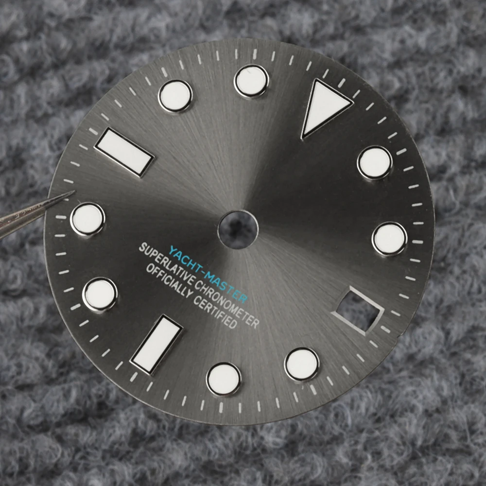 Gray/Black/White NH35 Dial Hands Green Luminous For Yacht-Master NH35 Dial Watch Accessories Fit NH35 NH36 Automatic Movement